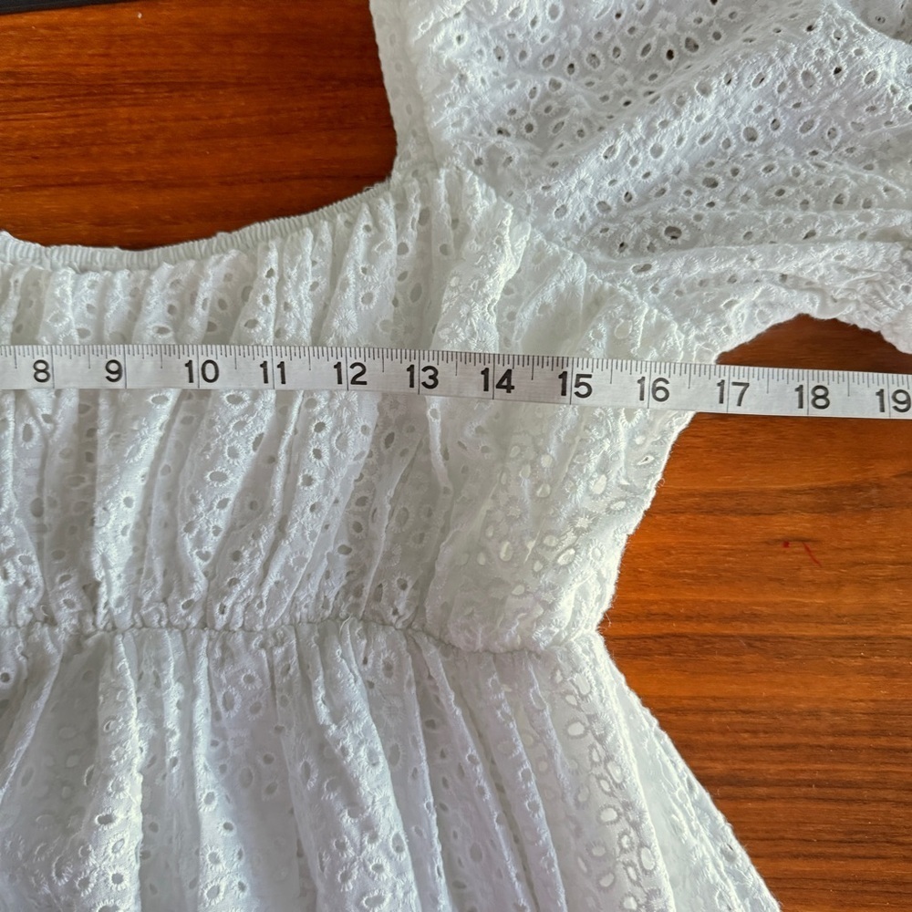 Buddy Love Valentina White Eyelet Puff Sleeve Mini Dress Size Small - Picture 10 of 12